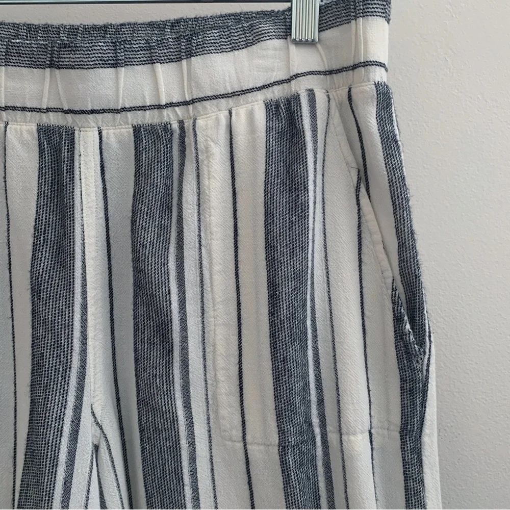 Cloth & Stone Striped Linen Blend Cropped Pants Medium Nautical Summer